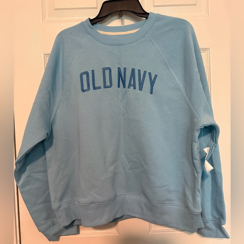 Old Navy Women's Sky Blue Crewneck Sweatshirt with Logo